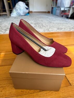Wirth Women's wine Suede Block Heel Pumps size 39